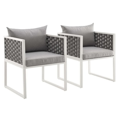 Stance Outdoor Patio Aluminum Dining Armchair Set of 2 in White Gray by Modway (3183)