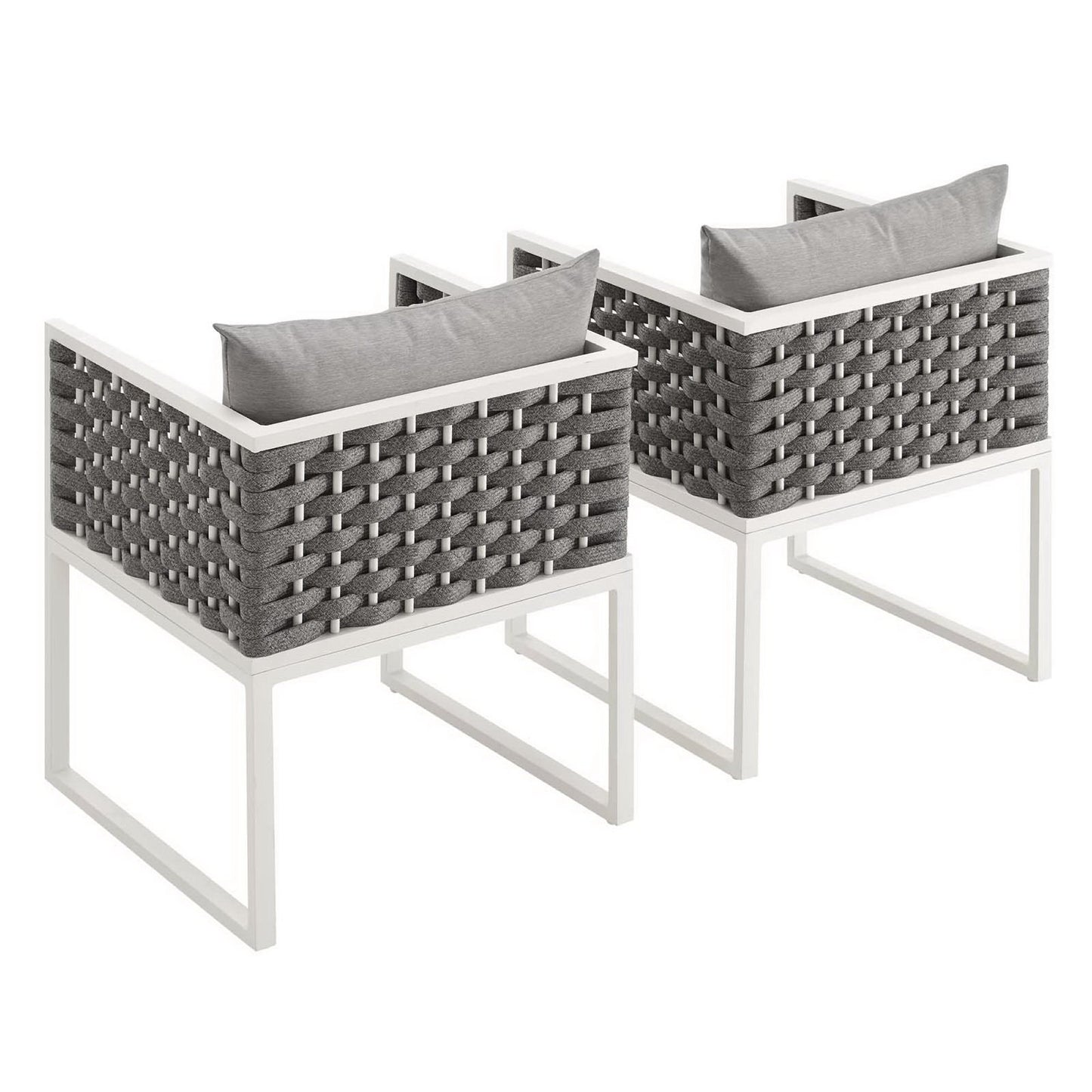Stance Outdoor Patio Aluminum Dining Armchair Set of 2 in White Gray by Modway (3183)