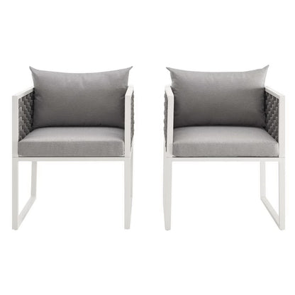 Stance Outdoor Patio Aluminum Dining Armchair Set of 2 in White Gray by Modway (3183)