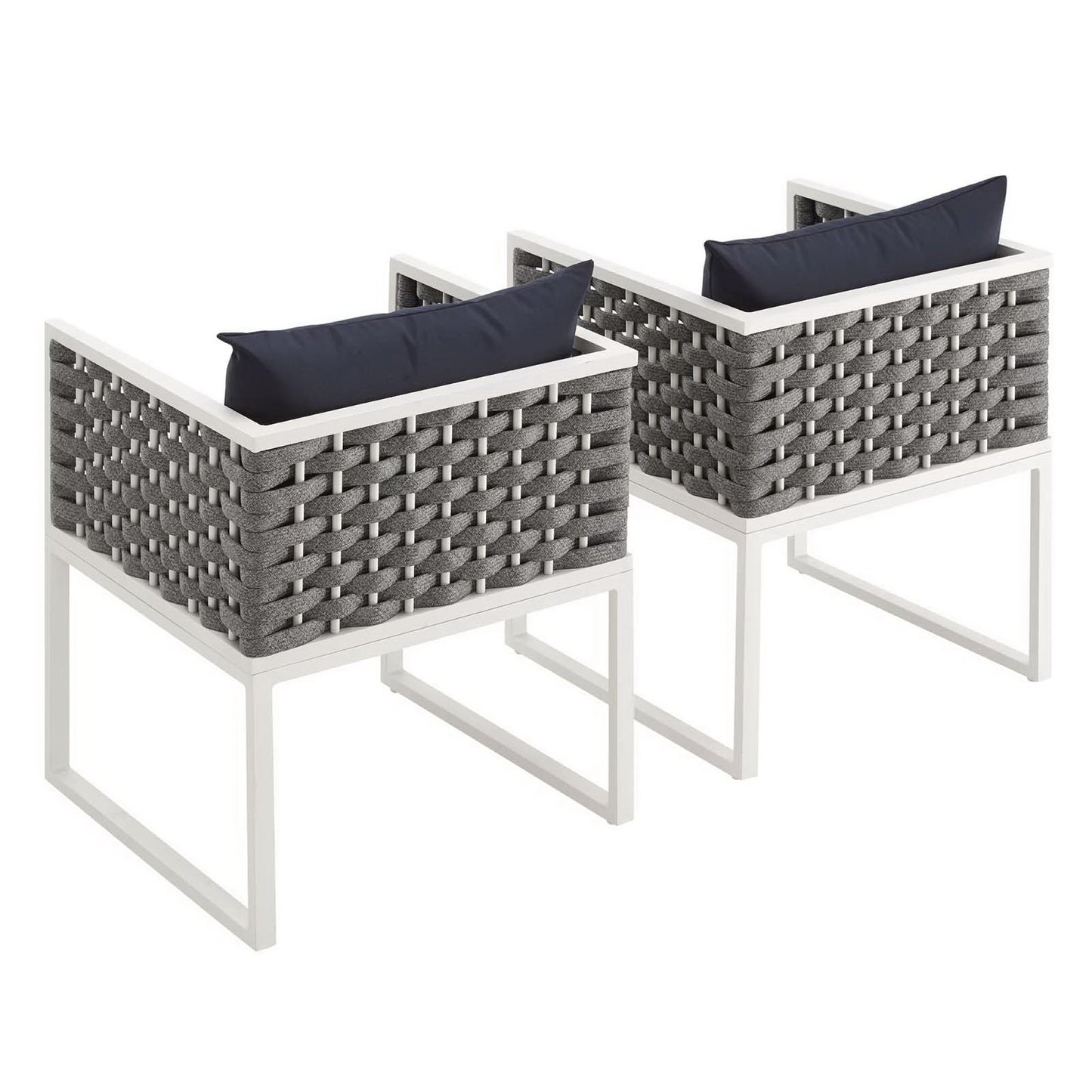 Stance Outdoor Patio Aluminum Dining Armchair Set of 2 in White Navy by Modway (3183)