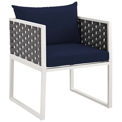 Stance Outdoor Patio Aluminum Dining Armchair Set of 2 in White Navy by Modway (3183)
