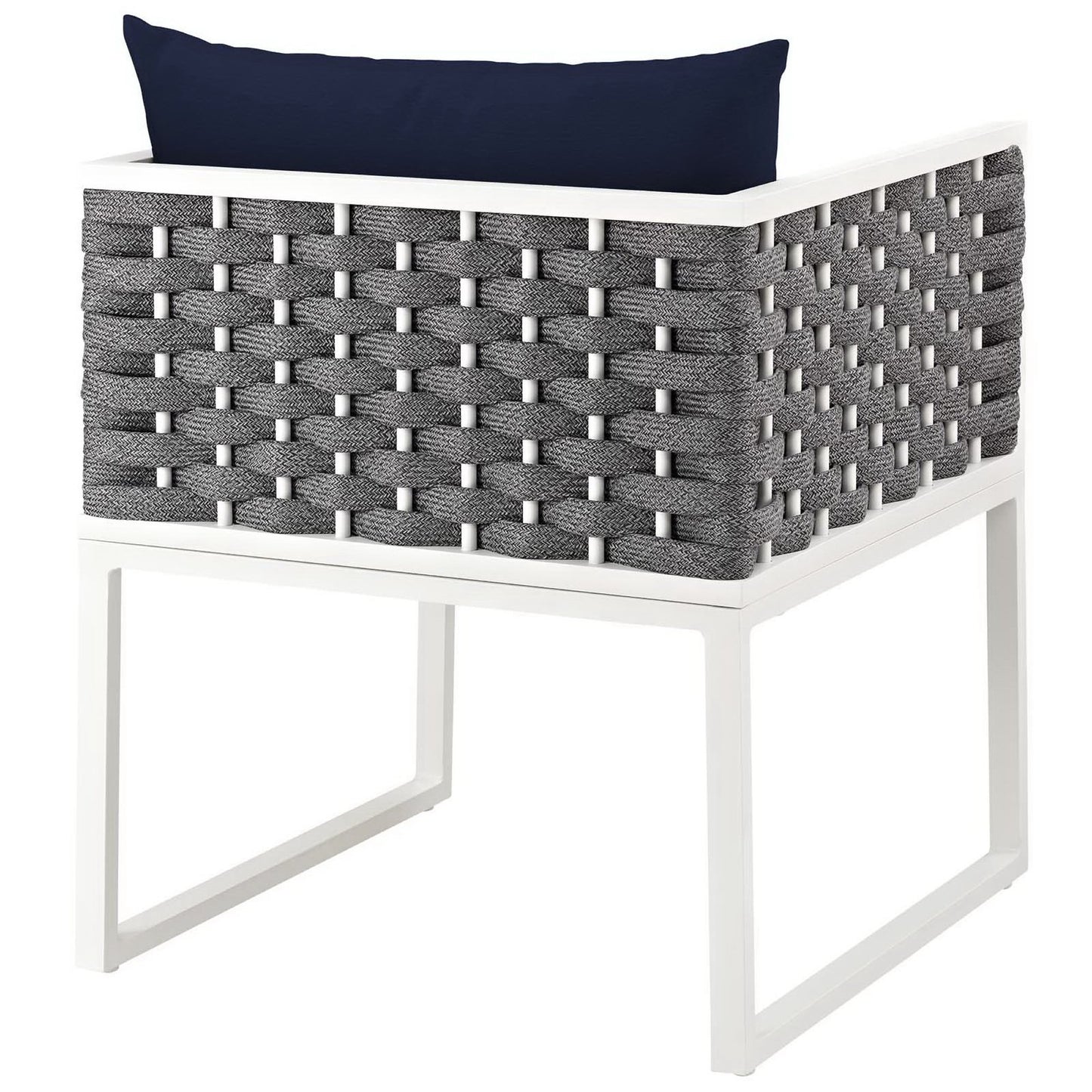 Stance 9 Piece Outdoor Patio Aluminum Dining Set in White Navy by Modway (3186)