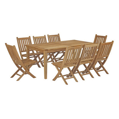 Marina 9 Piece Outdoor Patio Teak Furniture Set in Natural by Modway (3204)