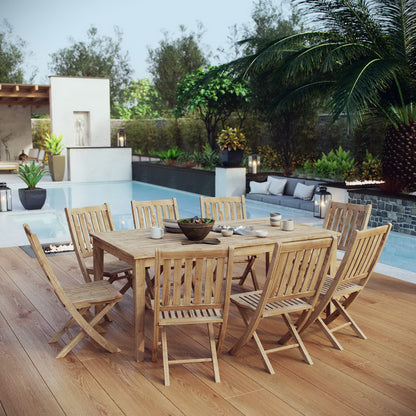 Marina 9 Piece Outdoor Patio Teak Furniture Set in Natural by Modway (3204)