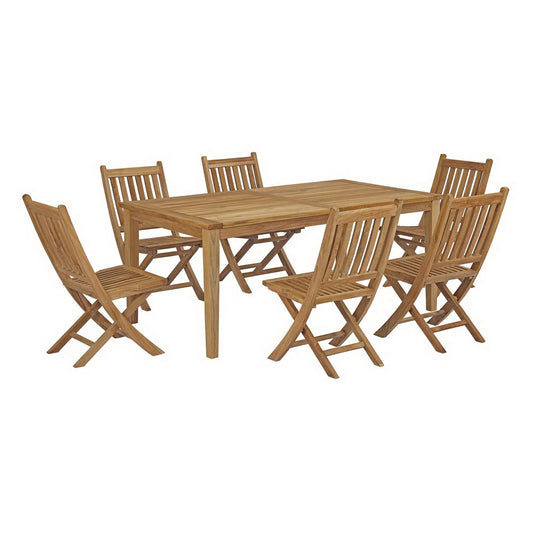 Marina 7 Piece Outdoor Patio Teak Furniture Set in Natural by Modway (3205)