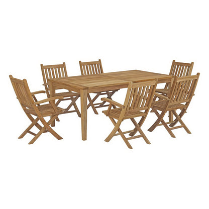 Marina 7 Piece Outdoor Patio Teak Furniture Set in Natural by Modway (3206)