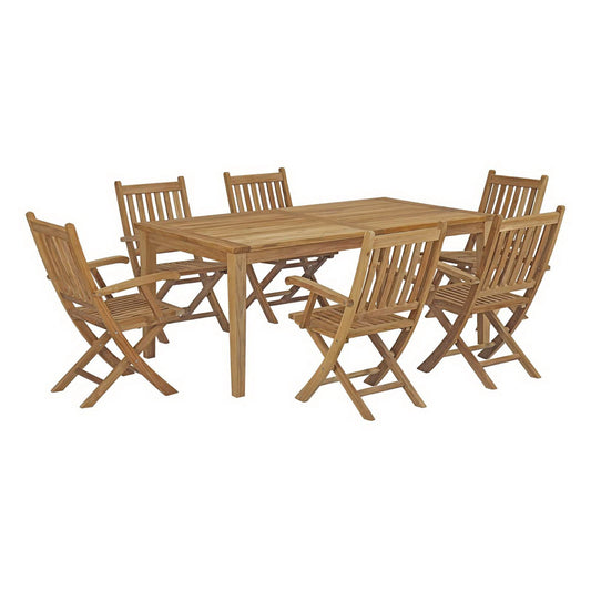 Marina 7 Piece Outdoor Patio Teak Furniture Set in Natural by Modway (3206)