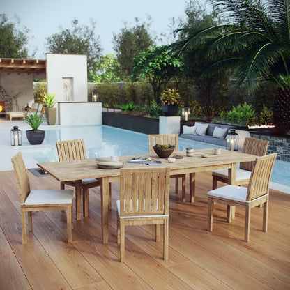 Marina 7 Piece Outdoor Patio Teak Furniture Set in Natural White by Modway (3207)