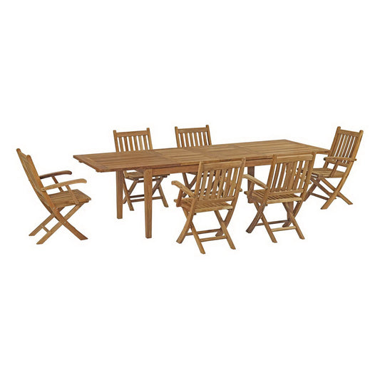 Marina 7 Piece Outdoor Patio Teak Furniture Set in Natural by Modway (3280)