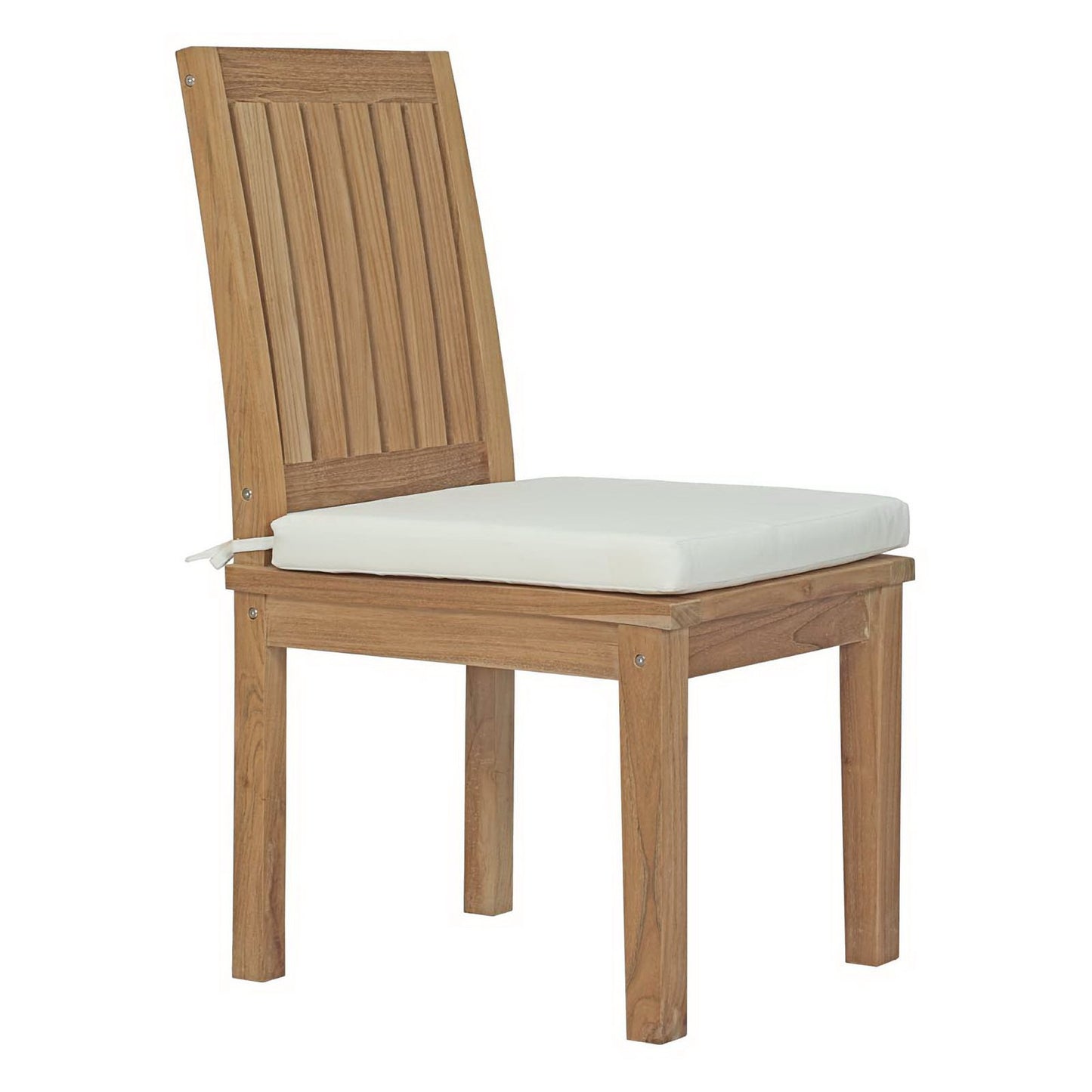 Marina 7 Piece Outdoor Patio Teak Dining Set with Side Chairs in Natural White by Modway