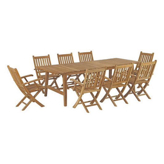 Marina 9 Piece Outdoor Patio Teak Furniture Set in Natural by Modway (3314)