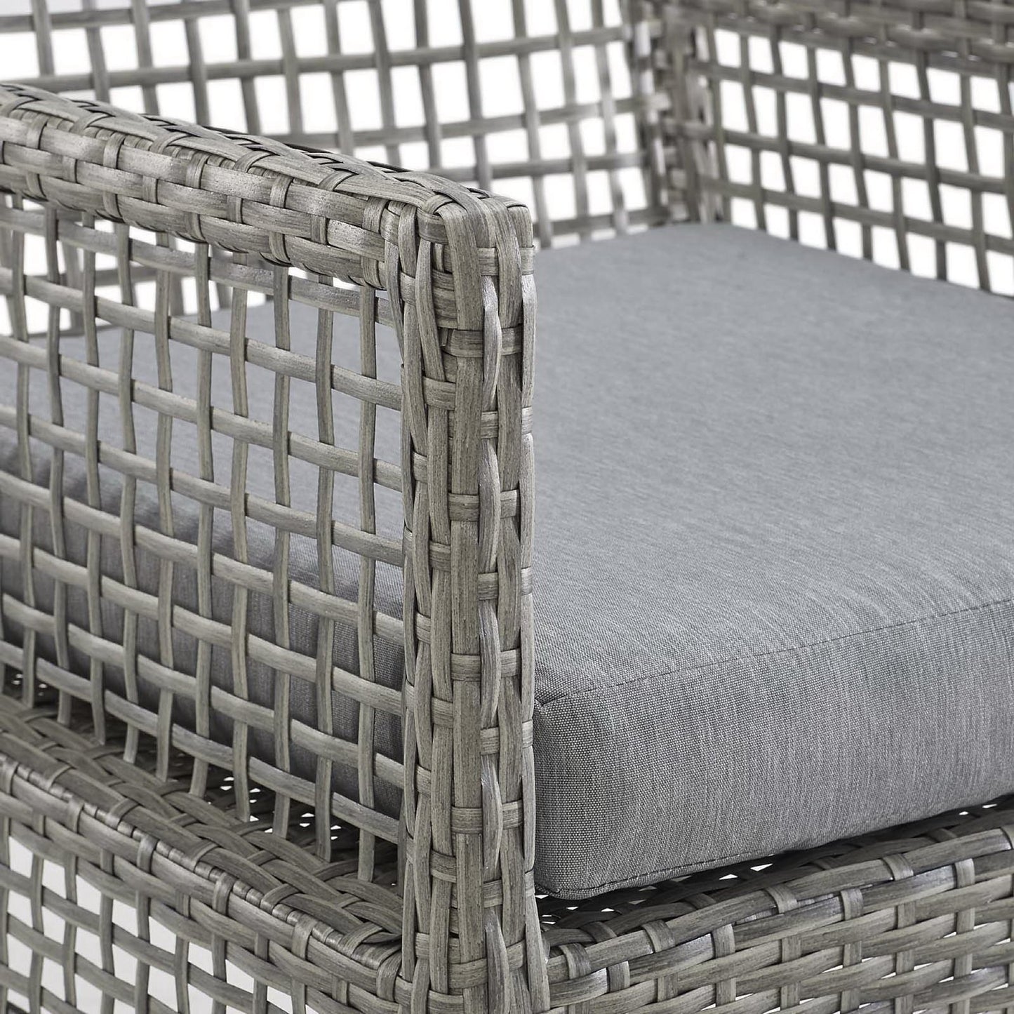 Aura 7 Piece Outdoor Patio Wicker Rattan Dining Set in Gray by Modway (3560)