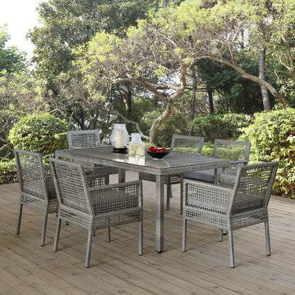 Aura 7 Piece Outdoor Patio Wicker Rattan Dining Set in Gray by Modway (3560)