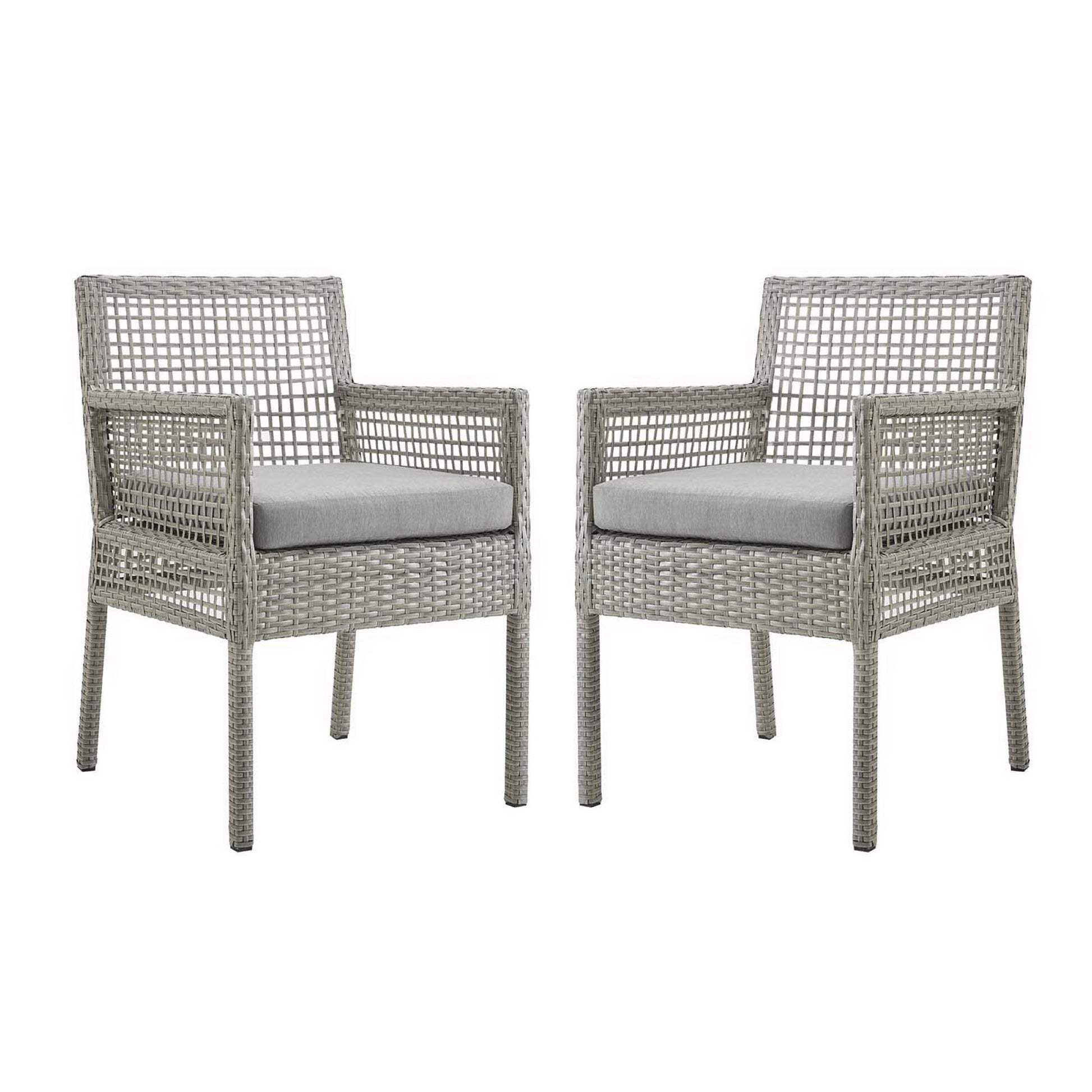 Aura Outdoor Patio Wicker Rattan Dining Armchair Set of 2 (Gray / Gray) by Modway Outdoor Dining Chair Set Modway 