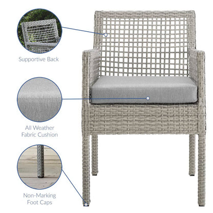 Aura Outdoor Patio Wicker Rattan Dining Armchair Set of 2 (Gray / Gray) by Modway Outdoor Dining Chair Set Modway 