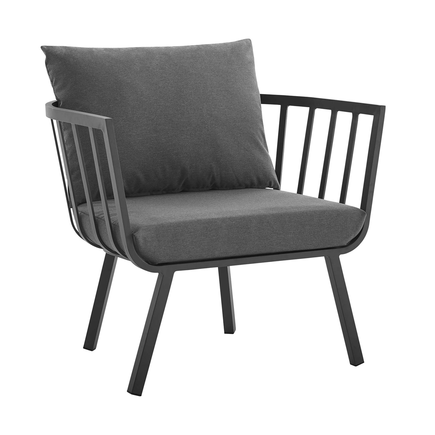 Riverside Outdoor Patio Aluminum Armchair in Gray Charcoal by Modway (3566)