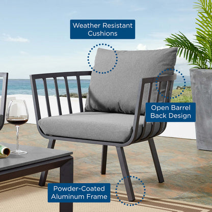 Riverside Outdoor Patio Aluminum Armchair in Gray Charcoal by Modway (3566)