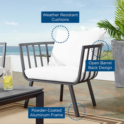 Riverside Outdoor Patio Aluminum Armchair in Gray White by Modway (3566)