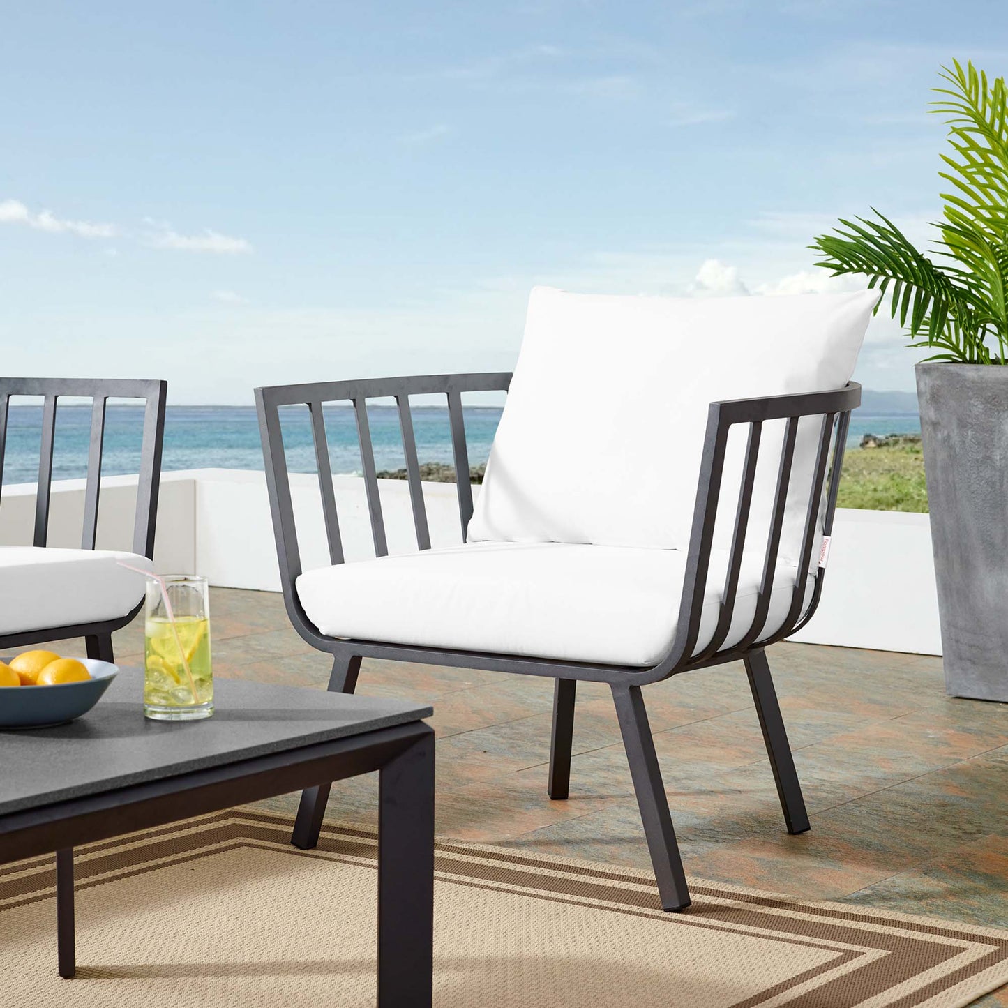 Riverside Outdoor Patio Aluminum Armchair in Gray White by Modway (3566)