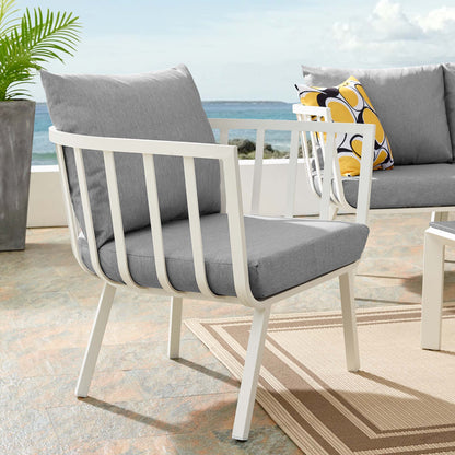 Riverside Outdoor Patio Aluminum Armchair in White Gray by Modway (3566)