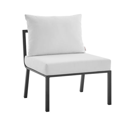 Riverside Outdoor Patio Aluminum Armless Chair in Gray White by Modway (3567)