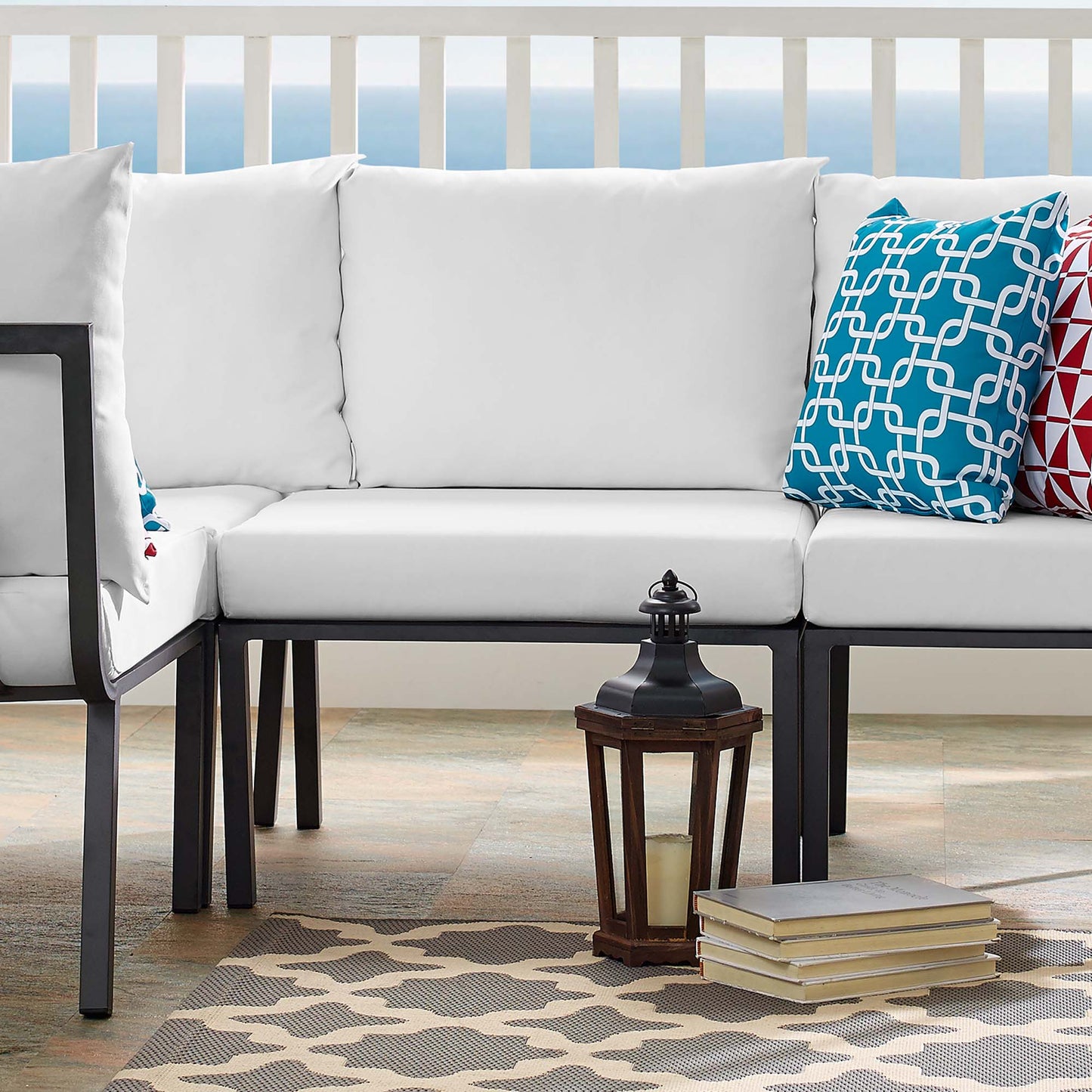 Riverside Outdoor Patio Aluminum Armless Chair in Gray White by Modway (3567)