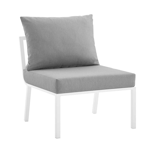 Riverside Outdoor Patio Aluminum Armless Chair in White Gray by Modway (3567)