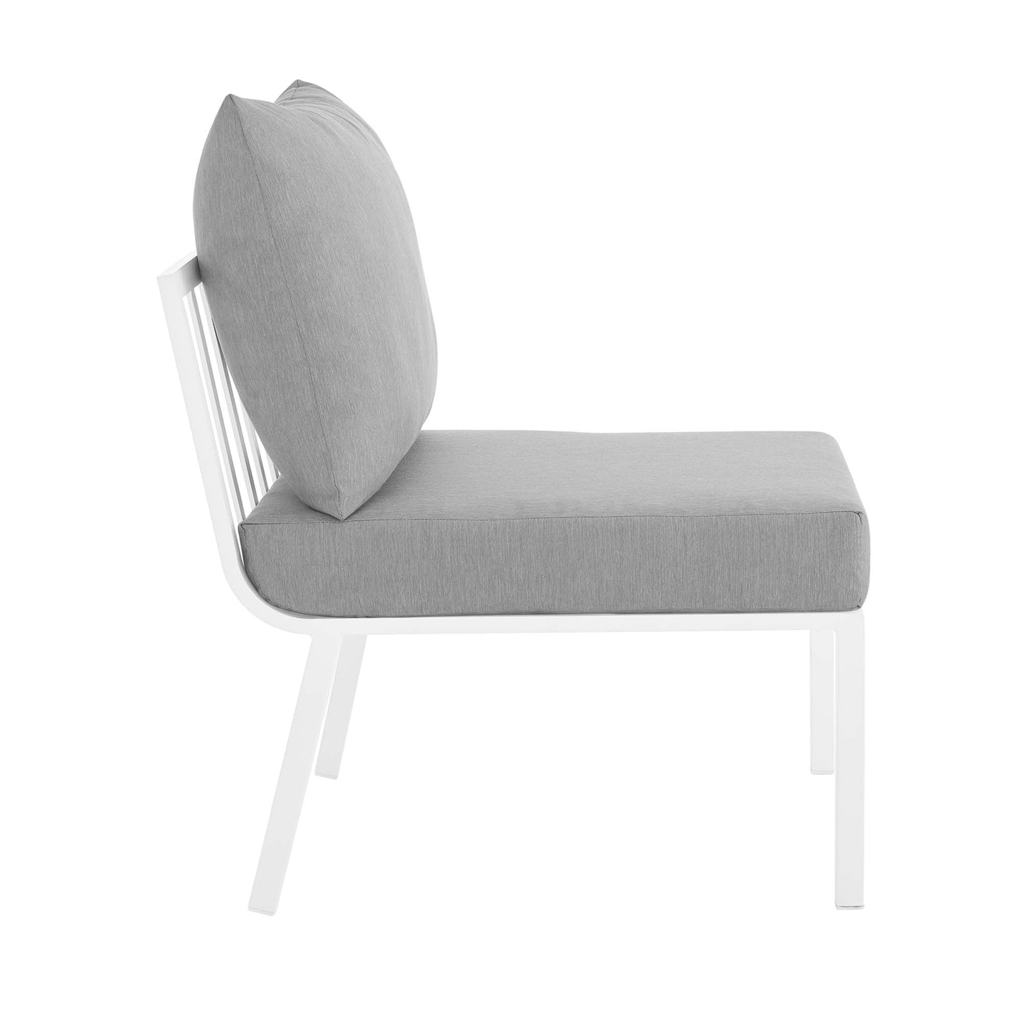 Riverside Outdoor Patio Aluminum Armless Chair in White Gray by Modway (3567)