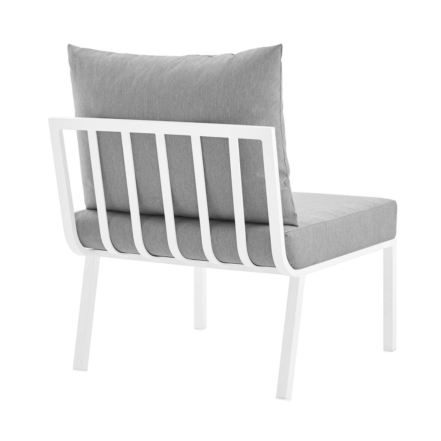 Riverside Outdoor Patio Aluminum Armless Chair in White Gray by Modway (3567)