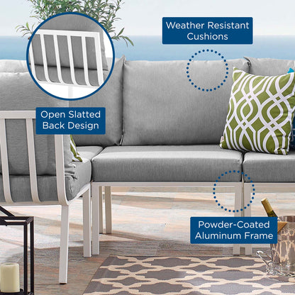 Riverside Outdoor Patio Aluminum Armless Chair in White Gray by Modway (3567)