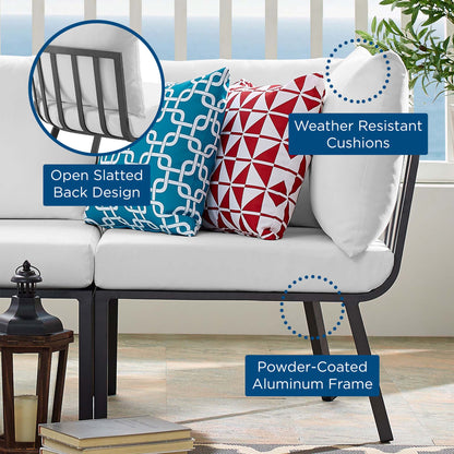 Riverside Outdoor Patio Aluminum Corner Chair in Gray White by Modway (3569)