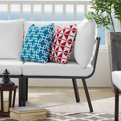 Riverside Outdoor Patio Aluminum Corner Chair in Gray White by Modway (3569)