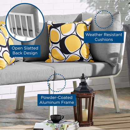 Riverside Outdoor Patio Aluminum Corner Chair in White Gray by Modway (3569)