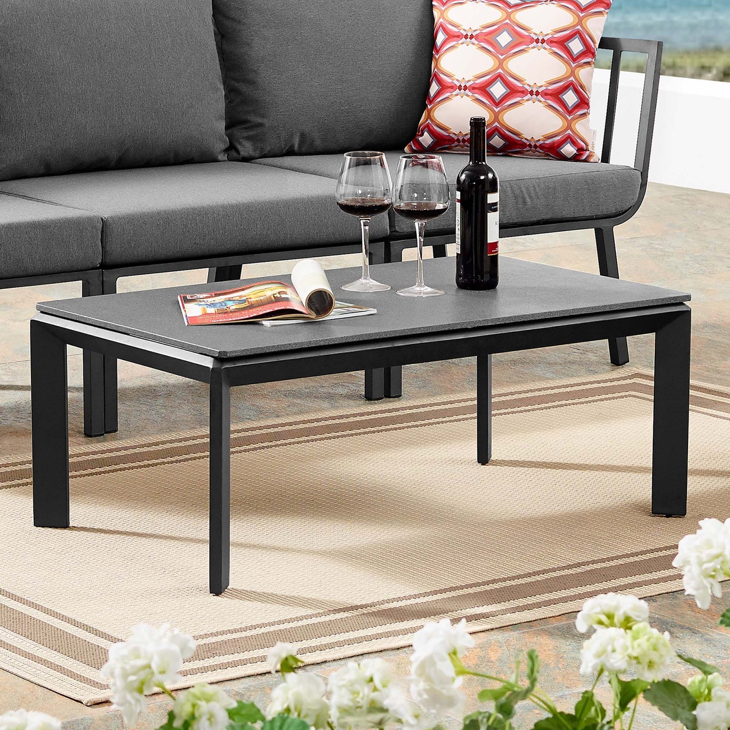 Riverside Aluminum Outdoor Patio Coffee Table in Gray by Modway (3570)
