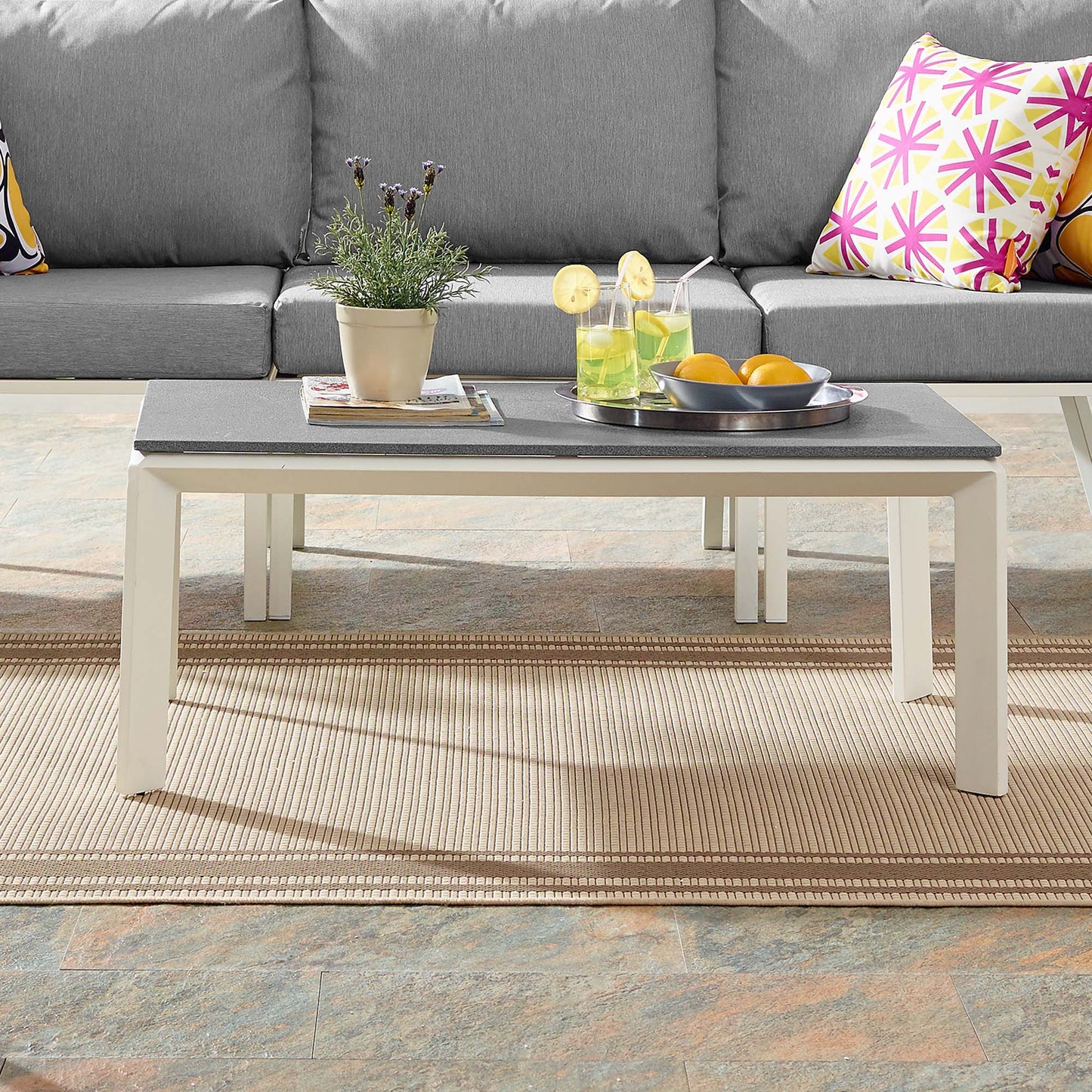 Riverside Aluminum Outdoor Patio Coffee Table in White by Modway (3570)