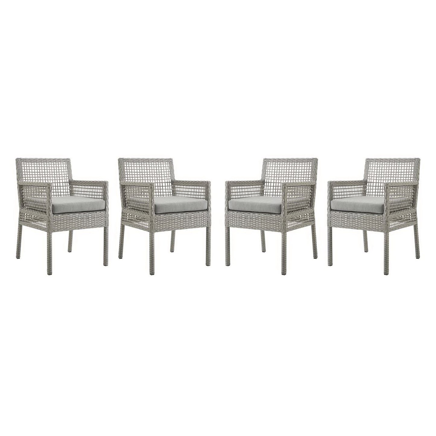 Aura Outdoor Patio Wicker Rattan Dining Armchair Set of 4 (Gray / Gray) by Modway Outdoor Dining Chair Set Modway 
