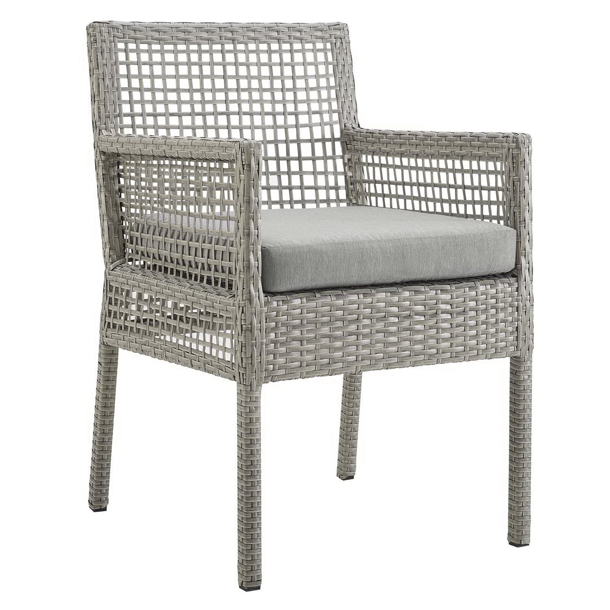 Aura Outdoor Patio Wicker Rattan Dining Armchair Set of 4 (Gray / Gray) by Modway Outdoor Dining Chair Set Modway 
