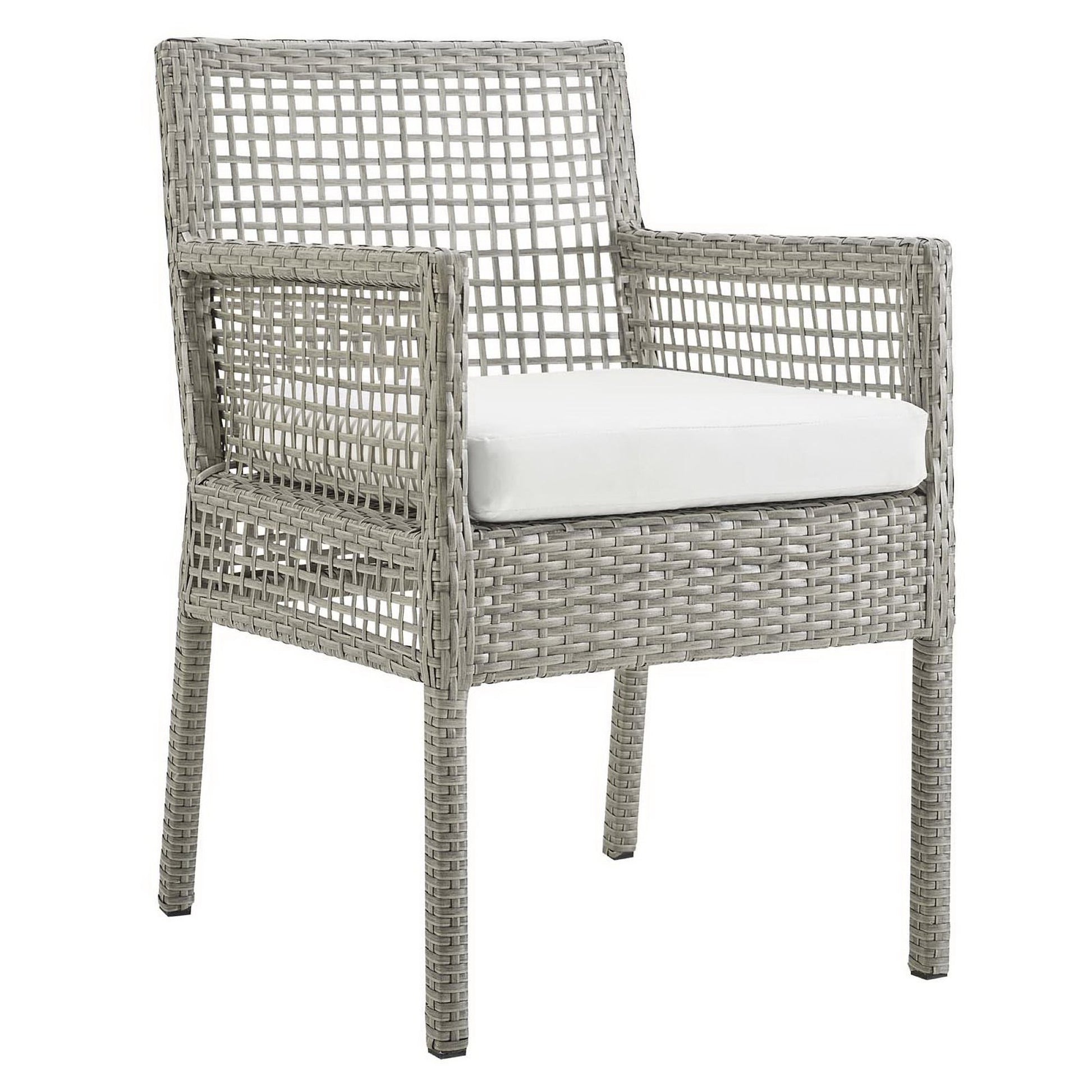 Aura Patio Wicker Rattan Dining Armchair Set of 4 (Gray / White) by Modway Outdoor Dining Armchair Set Modway 