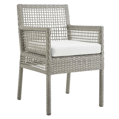 Aura Patio Wicker Rattan Dining Armchair Set of 4 (Gray / White) by Modway Outdoor Dining Armchair Set Modway 