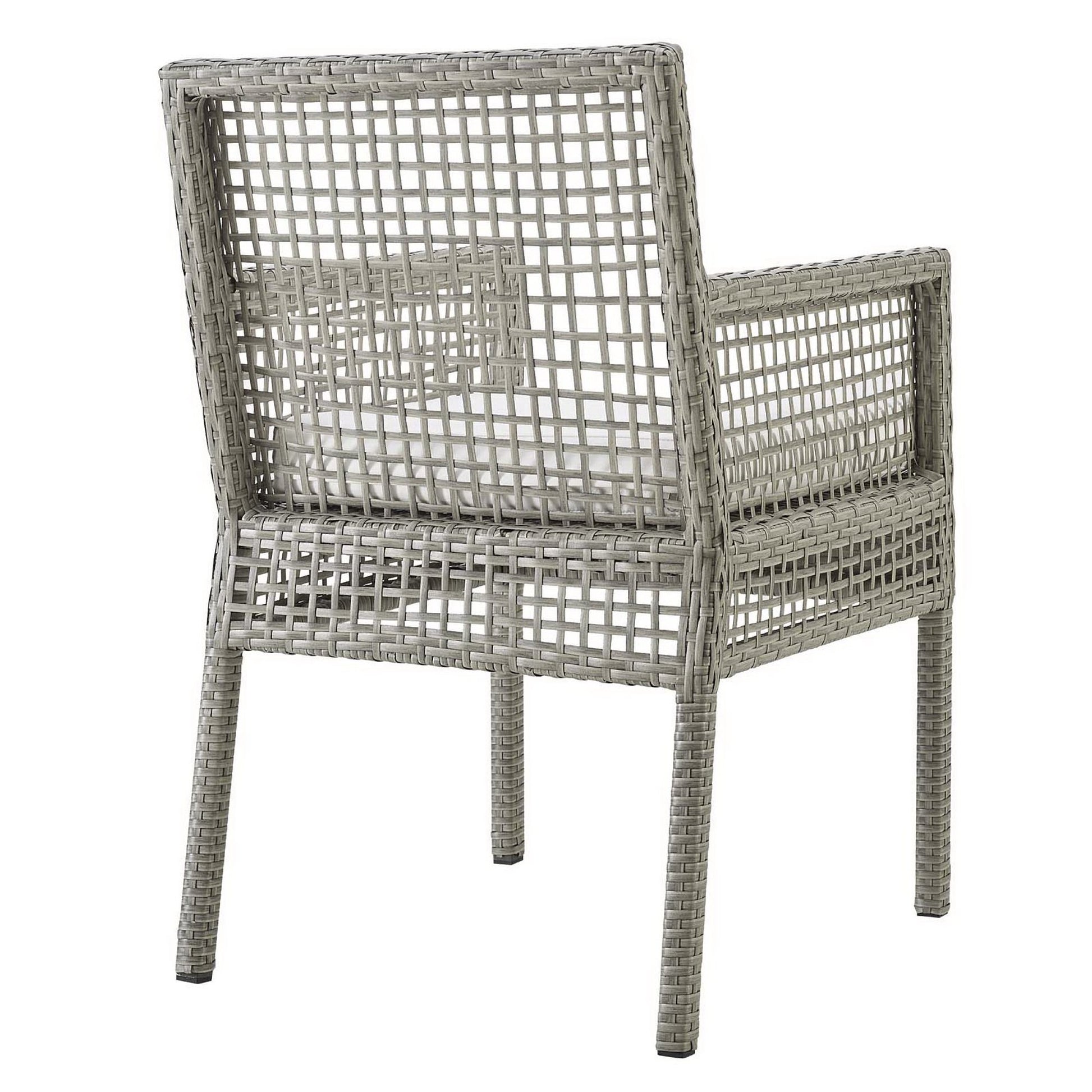 Aura Patio Wicker Rattan Dining Armchair Set of 4 (Gray / White) by Modway Outdoor Dining Armchair Set Modway 