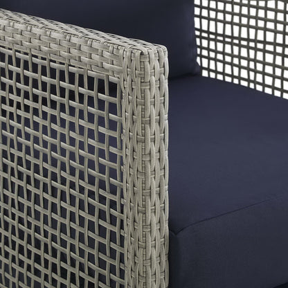 Aura 3 Piece Outdoor Patio Wicker Rattan Conversation Set in Gray Navy by Modway (3598)
