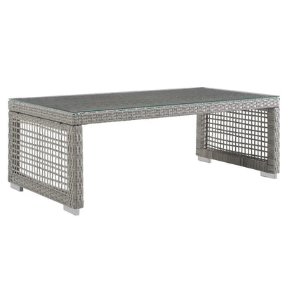 Aura 3 Piece Outdoor Patio Wicker Rattan Conversation Set in Gray Navy by Modway (3598)