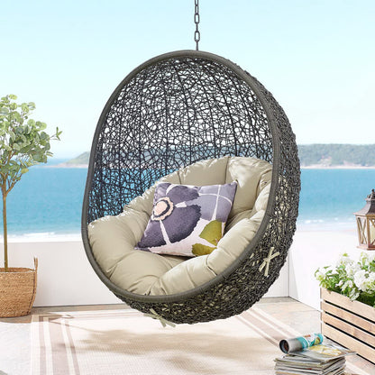 Hide Sunbrella Fabric Swing Outdoor Patio Lounge Chair Without Stand in Gray Beige by Modway (3634)
