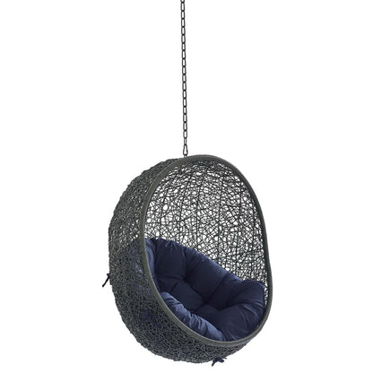 Hide Sunbrella Fabric Swing Outdoor Patio Lounge Chair Without Stand in Gray Navy by Modway (3634)