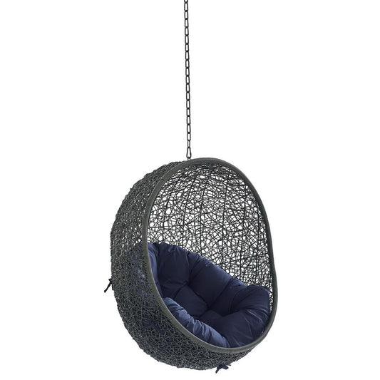 Hide Sunbrella Fabric Swing Outdoor Patio Lounge Chair Without Stand in Gray Navy by Modway (3634)
