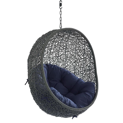 Hide Sunbrella Fabric Swing Outdoor Patio Lounge Chair Without Stand in Gray Navy by Modway (3634)