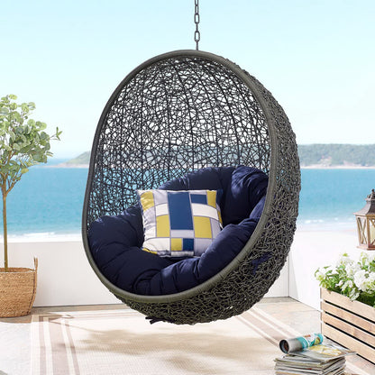 Hide Sunbrella Fabric Swing Outdoor Patio Lounge Chair Without Stand in Gray Navy by Modway (3634)