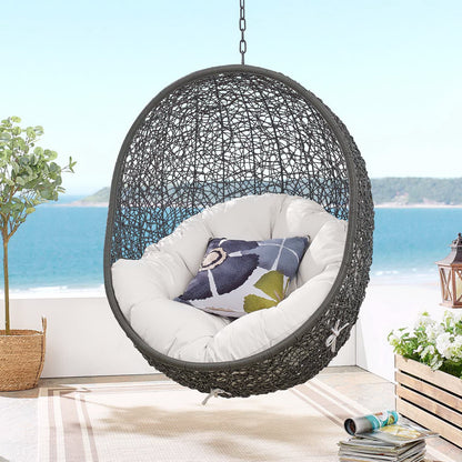 Hide Sunbrella Fabric Swing Outdoor Patio Lounge Chair Without Stand in Gray White by Modway (3634)
