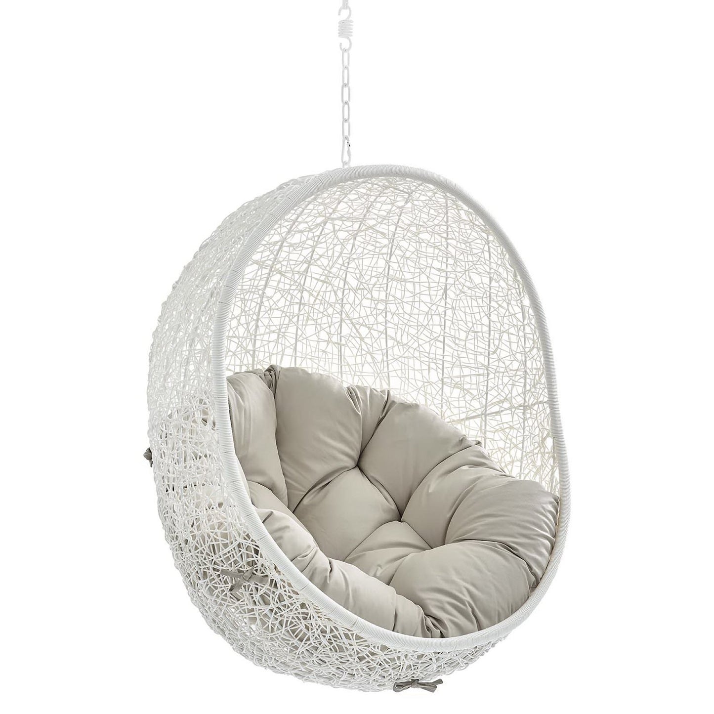 Hide Sunbrella Fabric Swing Outdoor Patio Lounge Chair Without Stand in White Beige by Modway (3634)