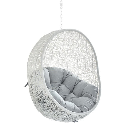 Hide Sunbrella Fabric Swing Outdoor Patio Lounge Chair Without Stand in White Gray by Modway (3634)